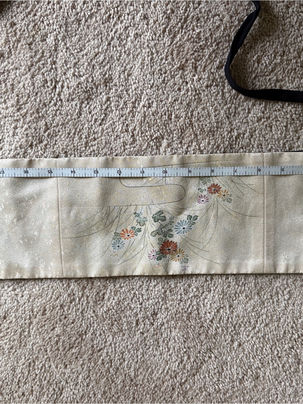 Cream Floral-Embroidered Women's Obi Belt Sash